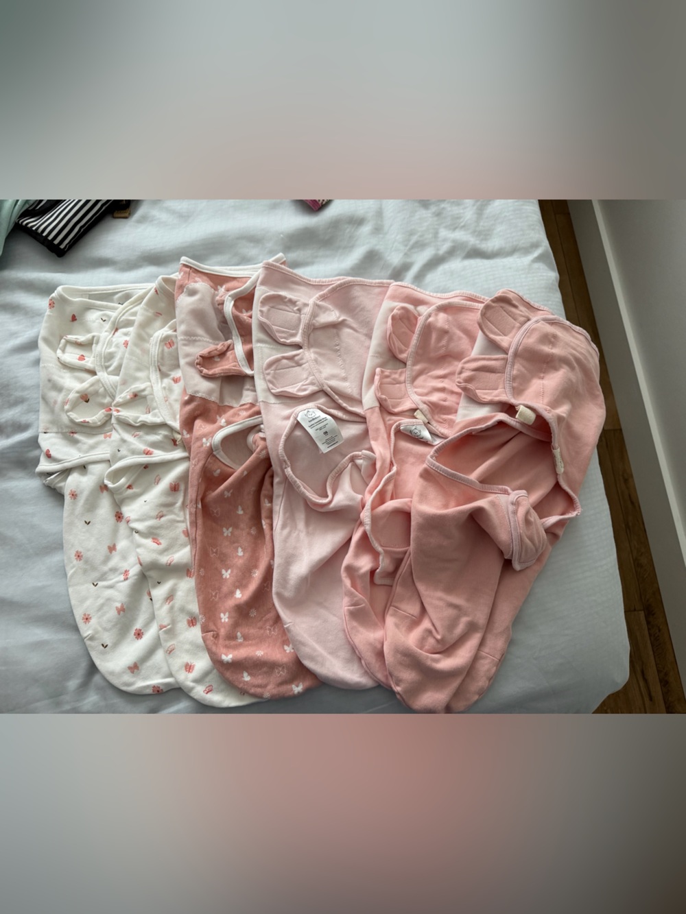 KeaBabies newborn Pink & White Cotton swaddles, EUC